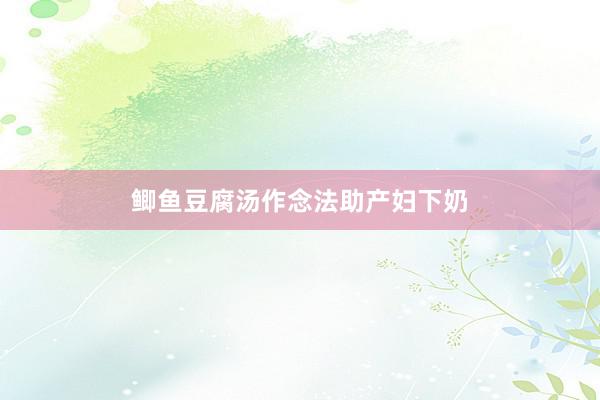 鲫鱼豆腐汤作念法助产妇下奶